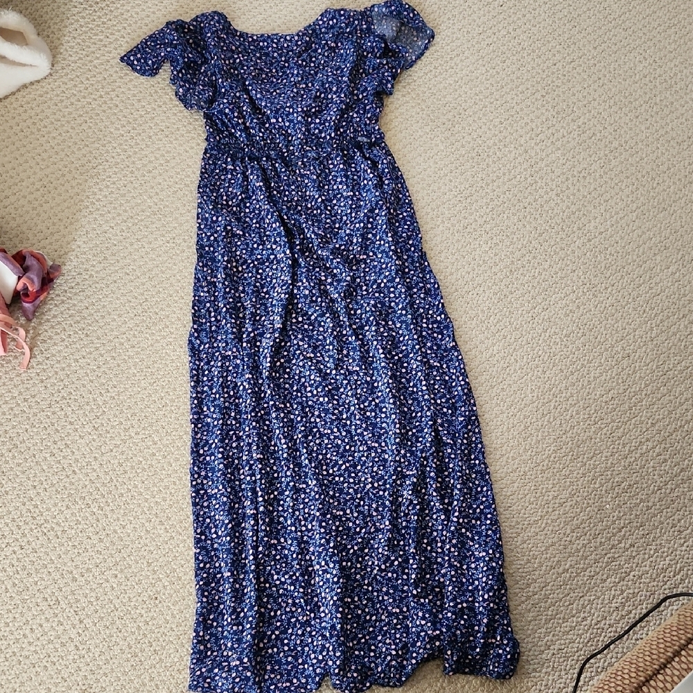 Bebop Floral Blue Maxi Dress, Juniors - Picture 5 of 5